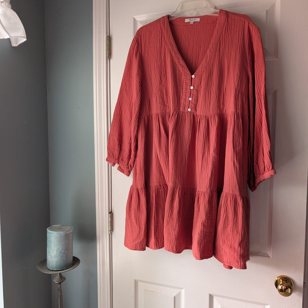 Madewell Coral Tunic Top with Buttons